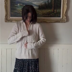 Women's Cream Cable Knit Sweater